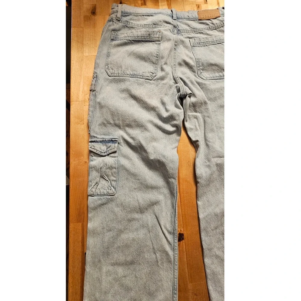 PacSun Baggy Cargo Jeans Light Wash Blue Denim Utility Pants 31x32 Mens